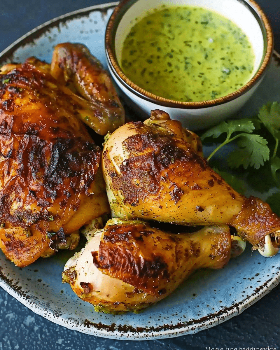 Peruvian-Style Roast Chicken with Green Sauce