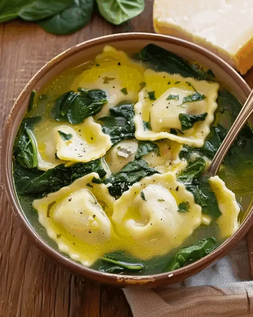 Quick Ravioli & Spinach Soup