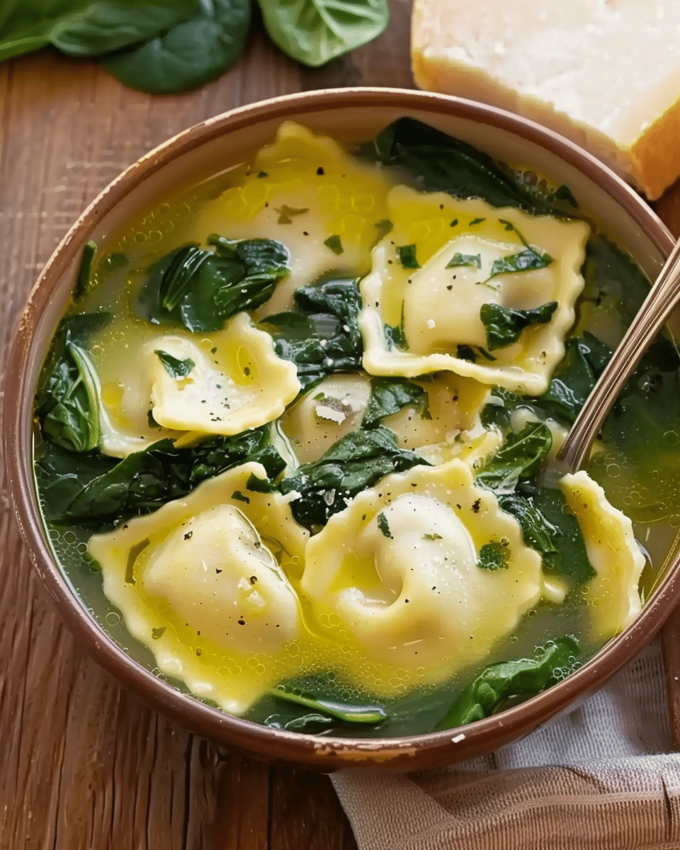 Quick Ravioli & Spinach Soup