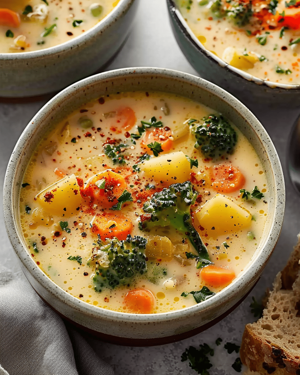 One Pot Creamy Vegetable Soup Recipe