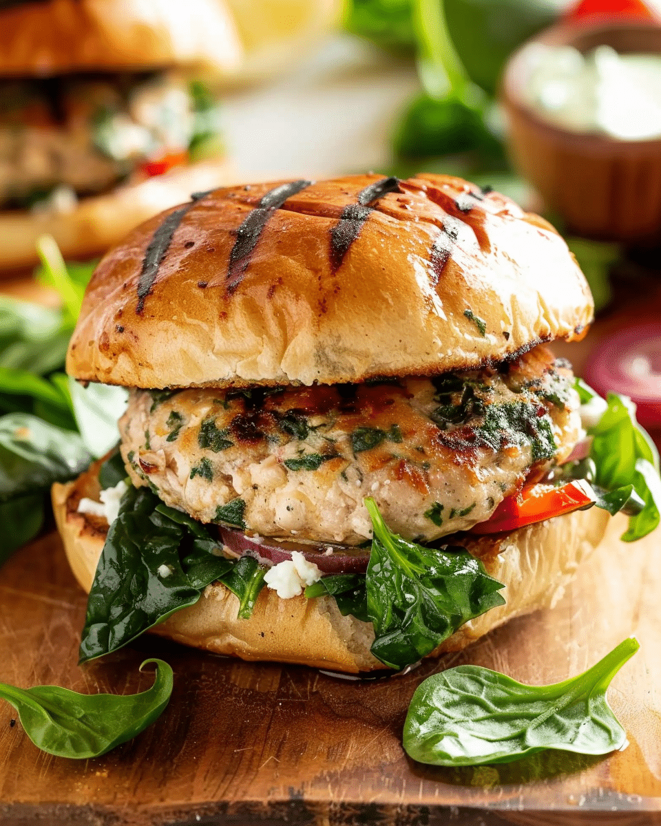 Really Good Spinach Feta Turkey Burgers