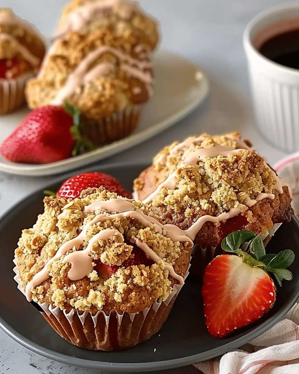Strawberry Muffins With Crumble Topping