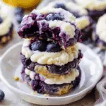 Thick & Soft Lemon Blueberry Cheesecake Cookies with Creamy Filling and Bursting Berries