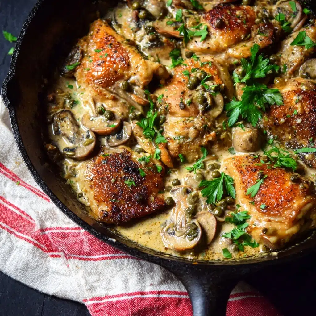 Chicken , Mushroom, Artichoke Saute in a Cheesy Sauce Recipe - Recipe Image