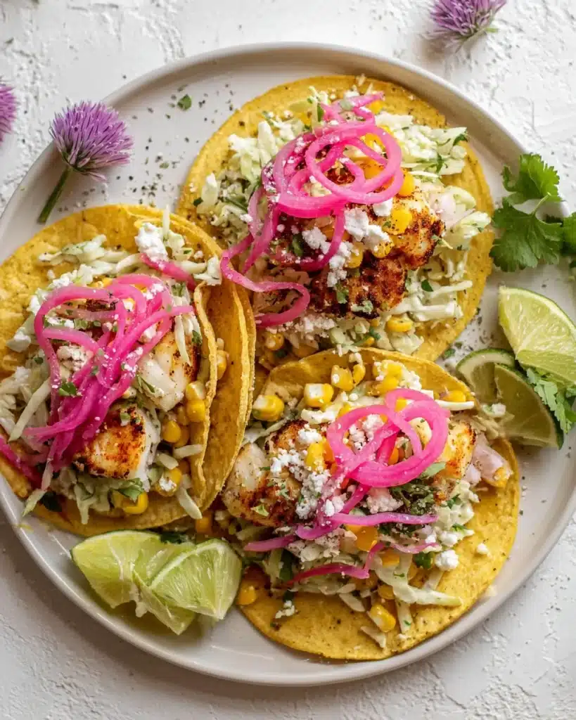 Grilled Fish Tacos with Jalapeño Corn Slaw Recipe