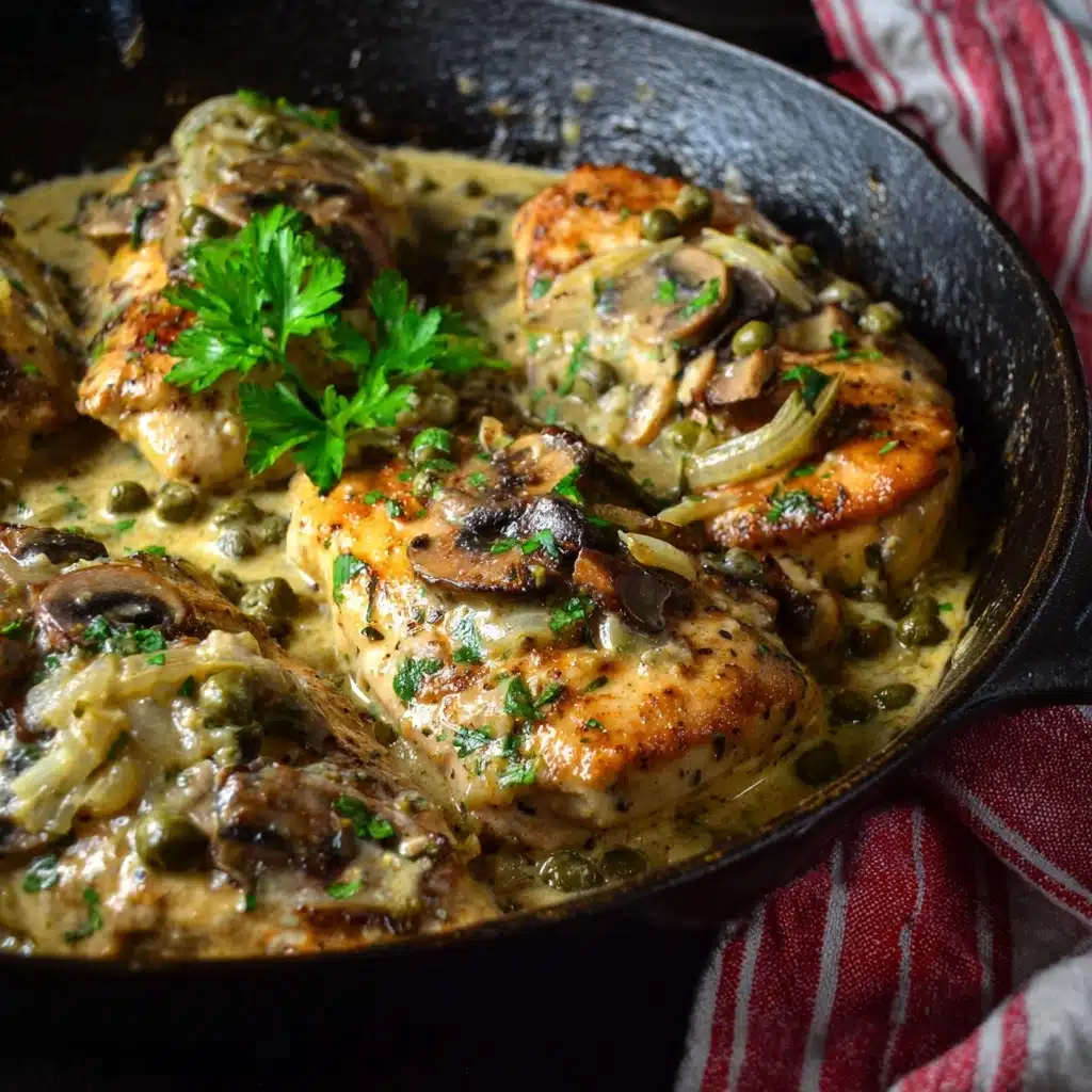 Chicken , Mushroom, Artichoke Saute in a Cheesy Sauce Recipe - Recipe Image