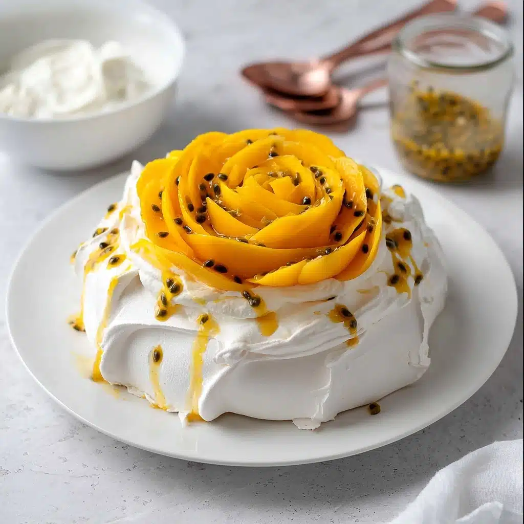 Passionfruit Curd Pavlova with Mango & Mint Recipe 4 Passionfruit Curd Pavlova with Mango & Mint Recipe - Recipe Image