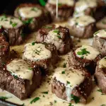 Garlic Butter Steak Bites with Parmesan Cream Sauce