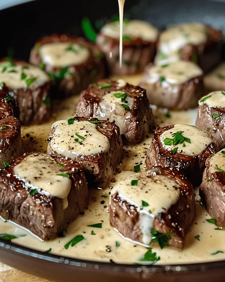Garlic Butter Steak Bites with Parmesan Cream Sauce