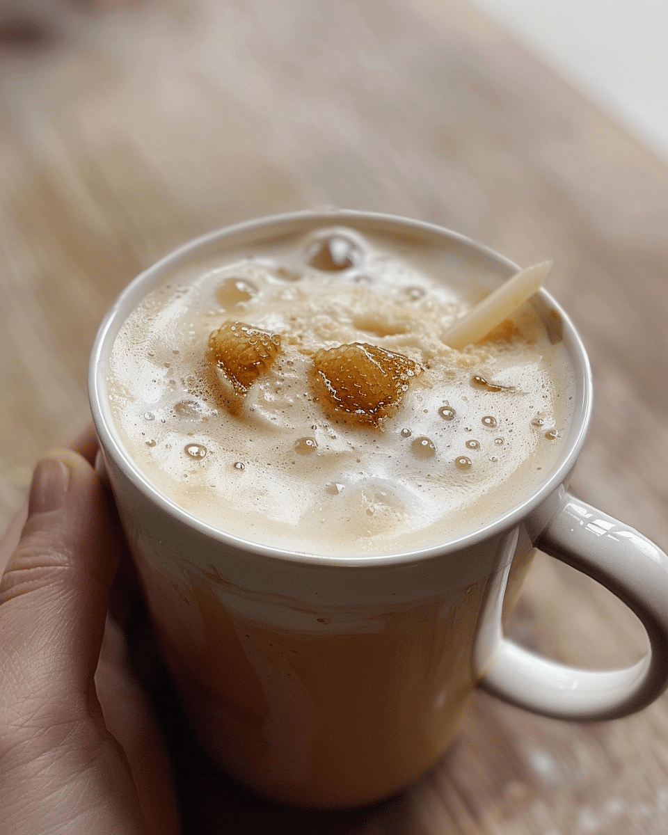 Creamy Sweet and Salted Tahini Honeycomb Latte