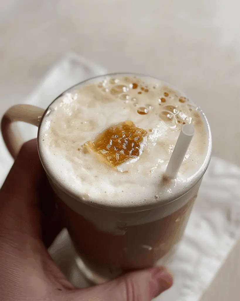 Creamy Sweet and Salted Tahini Honeycomb Latte