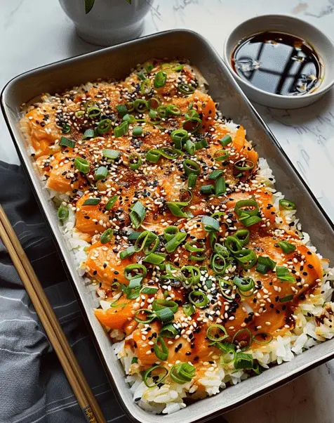 Spicy Salmon Sushi Bake