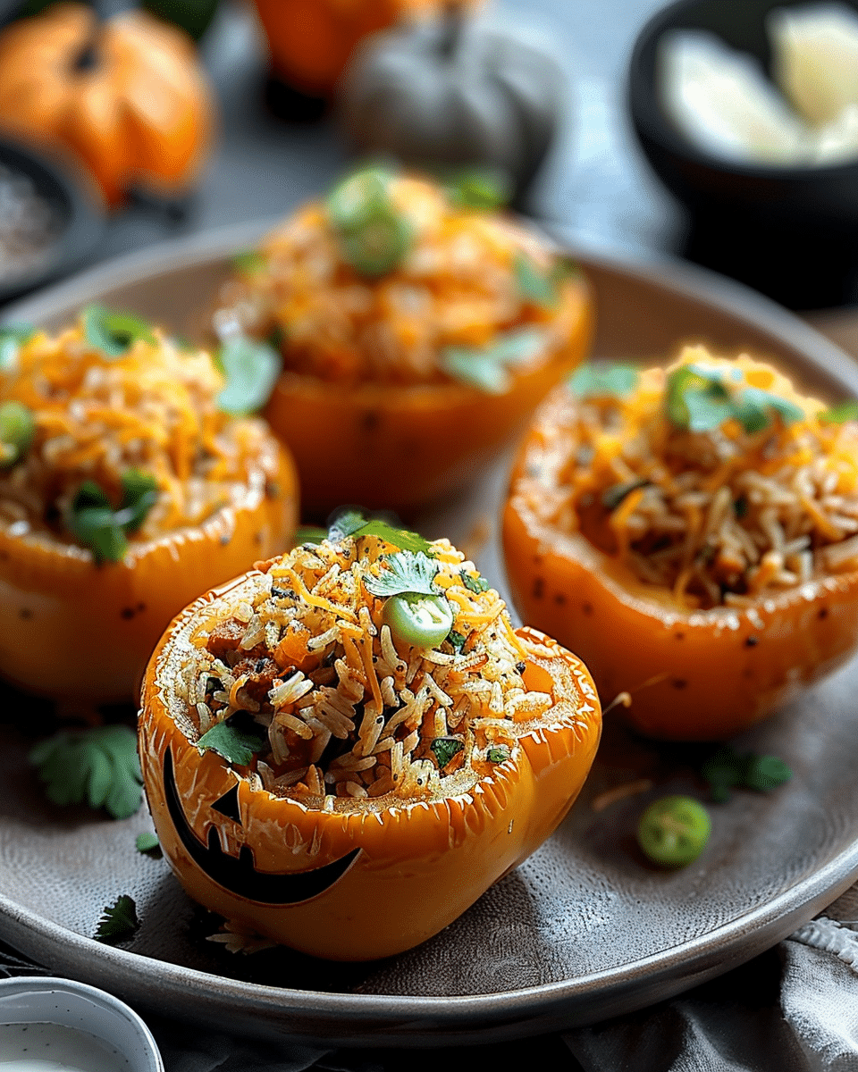 Shredded Chicken & Rice Stuffed Peppers