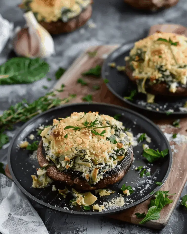Spinach Artichoke Stuffed Portobello Mushrooms