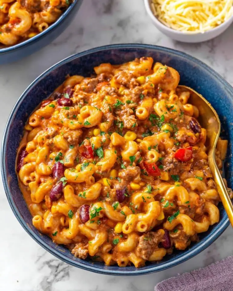 Vegan Chili Mac and Cheese with Beans and Plant-Based Cheese Recipe