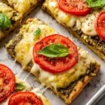 Breakfast Pizza with Pesto-Scrambled Eggs, Mozzarella, and Tomatoes Recipe