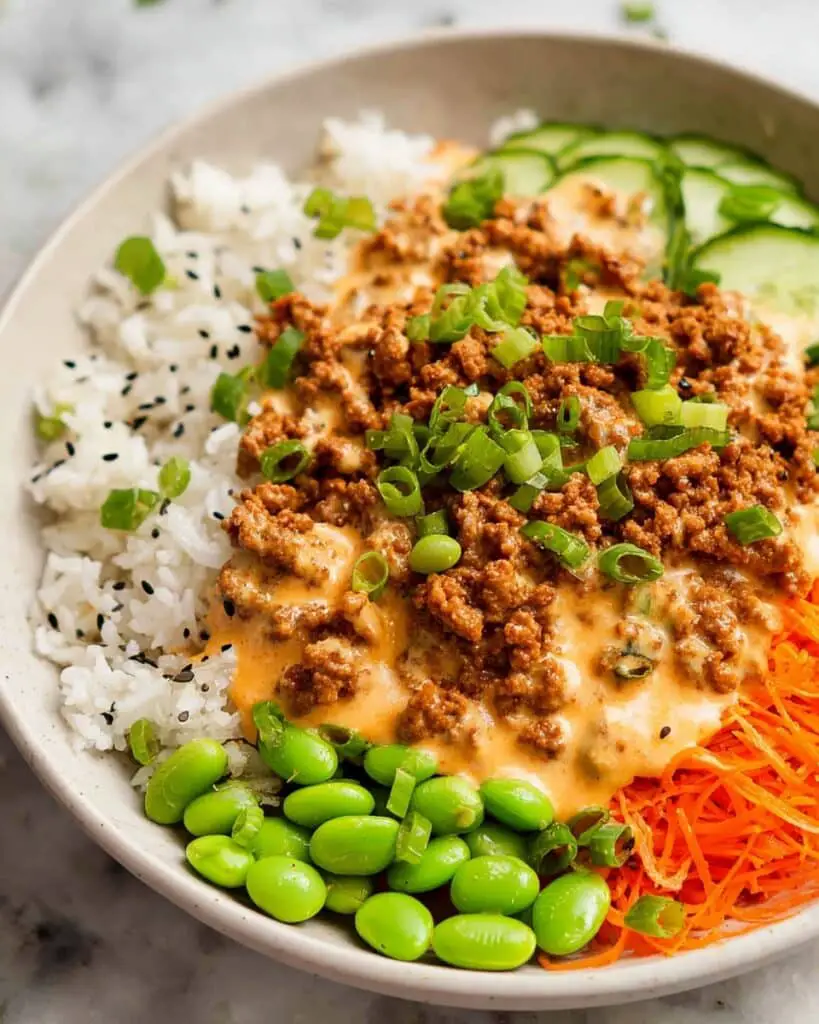 Ground Turkey Rice Bowls with Spicy Bang Bang Sauce Recipe