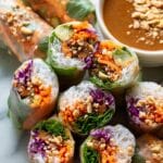 Lemongrass Chicken Rice Paper Rolls with Peanut Dipping Sauce Recipe