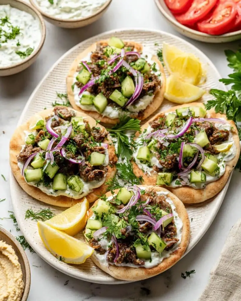 Ground Beef Pitas with Cucumber & Feta Recipe