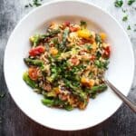 Lemon Garlic Orzo with Roasted Vegetables Recipe