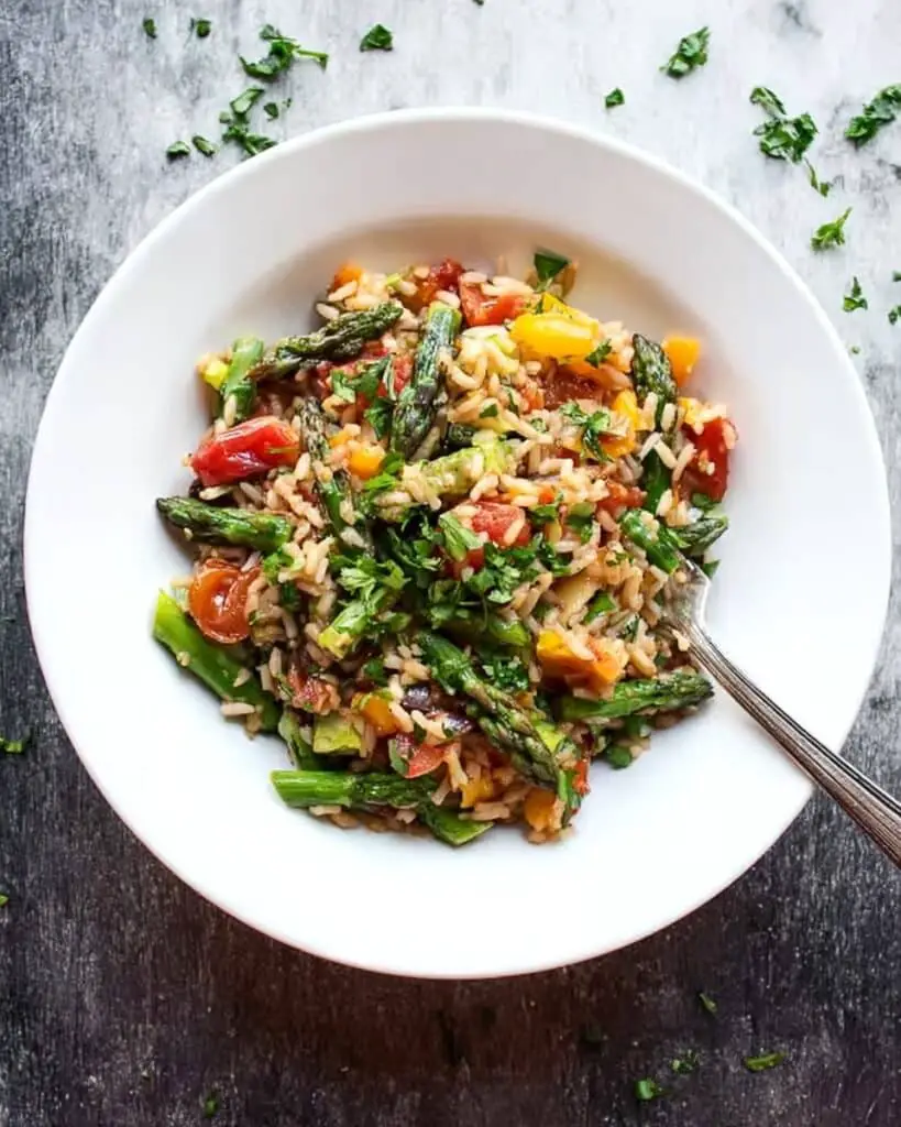 Lemon Garlic Orzo with Roasted Vegetables Recipe