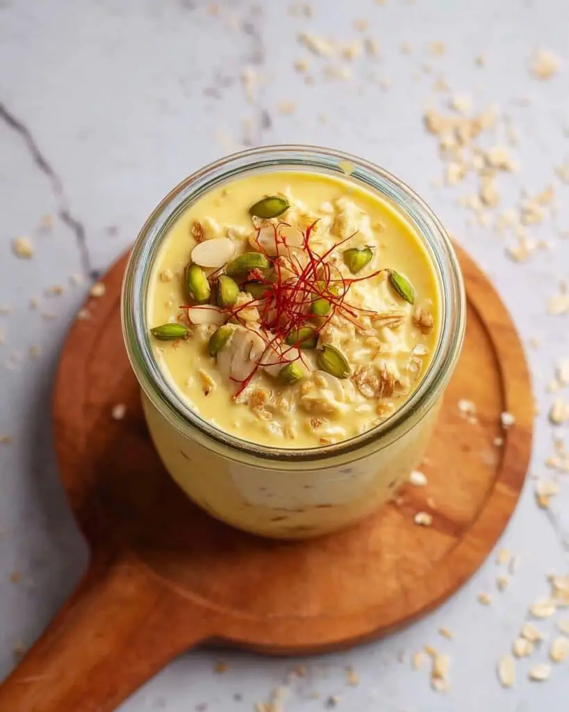 Indian Overnight Oats with Cardamom, Saffron, and Pistachios Recipe