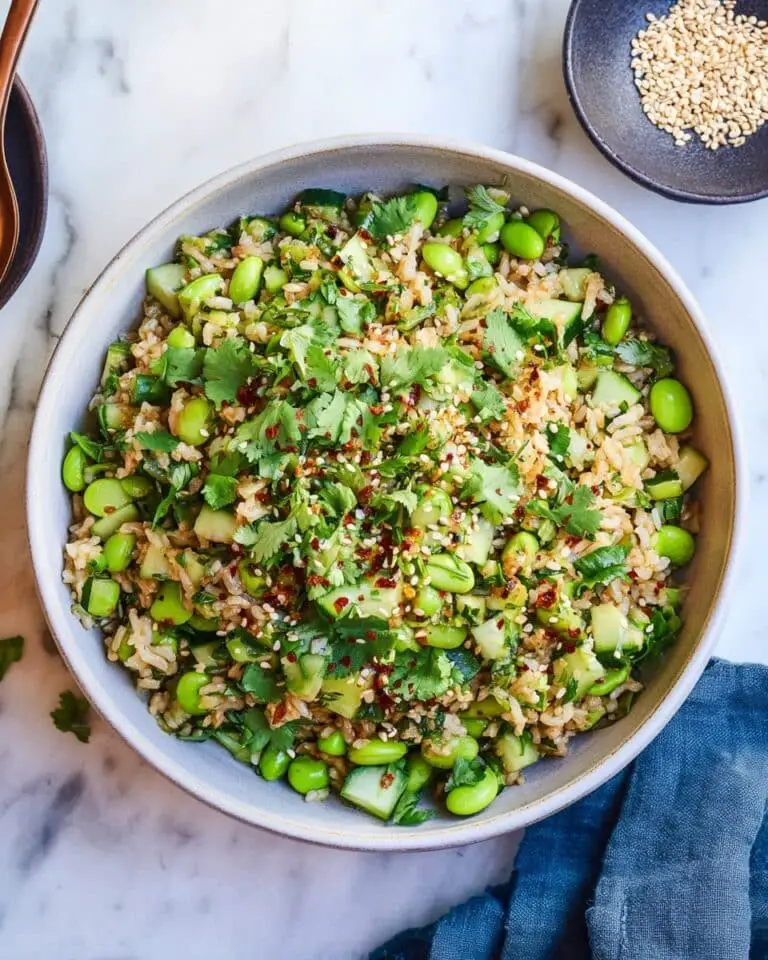 Cucumber Edamame Rice Salad with Asian Flavors Recipe