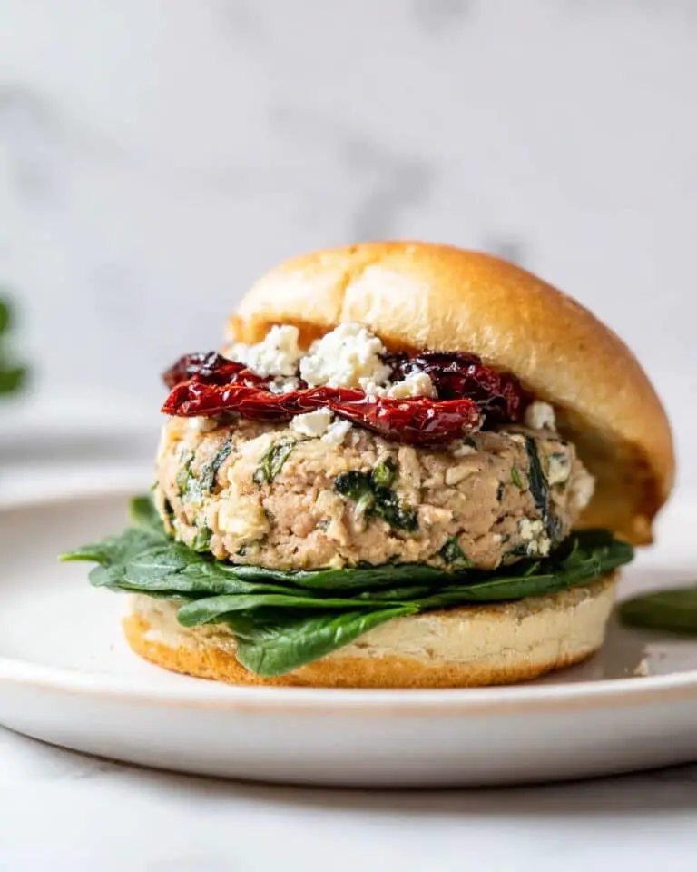Greek Turkey Burgers with Spinach, Feta, and Sun-Dried Tomatoes Recipe