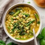 Green Minestrone Soup with Pesto and Fresh Veggies Recipe