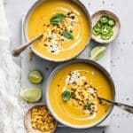 Spicy Vegan Roasted Corn Soup Made in the Blender Recipe