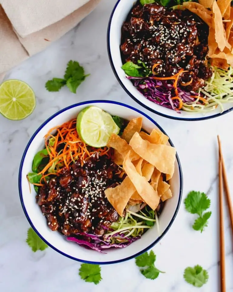 Teriyaki Chicken Wonton Taco Bowls Recipe