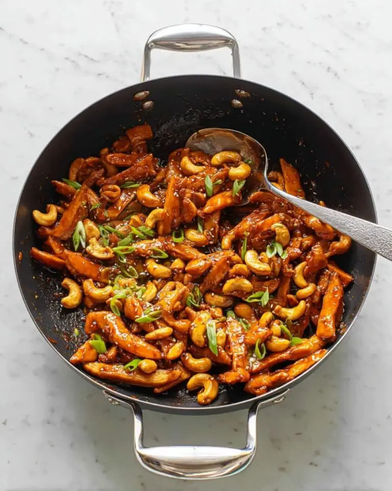 Sticky Cashew Chicken with Crispy Nuts and Steamed Rice Recipe