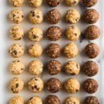 No Bake Protein Balls (Four Flavors: Chocolate Peanut Butter, Almond Joy, Cinnamon Raisin, Tahini Chocolate Chip) Recipe