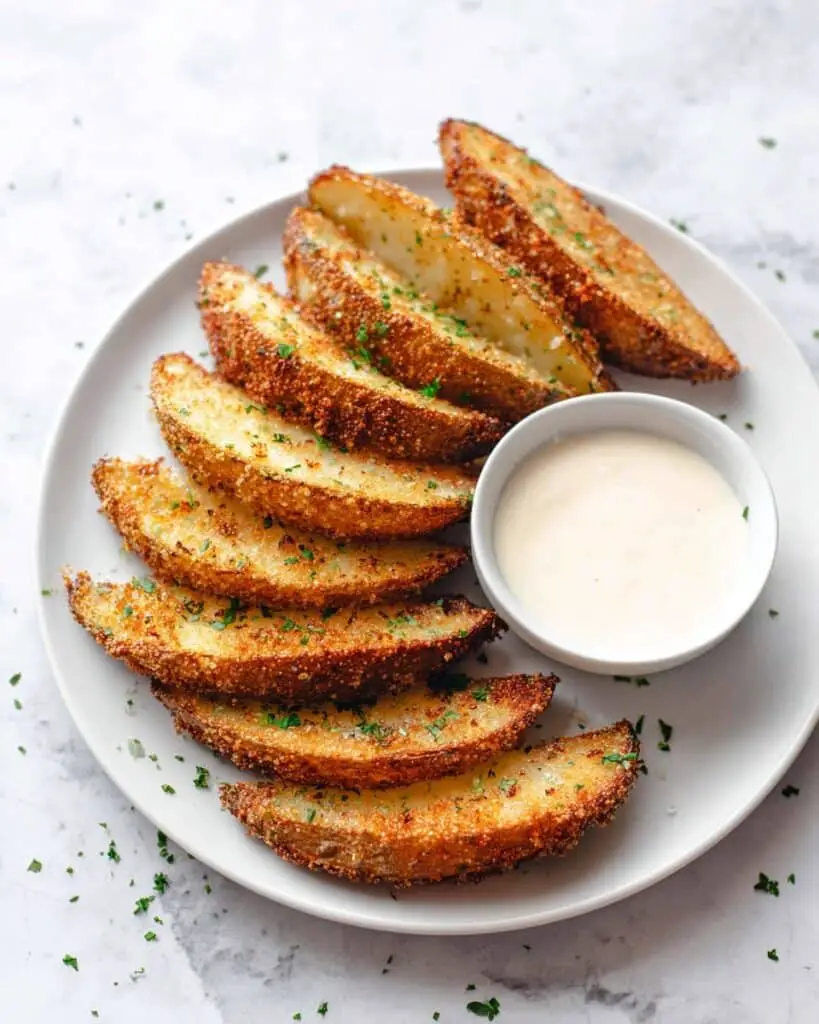 Baked Garlic Parmesan Potato Wedges Recipe