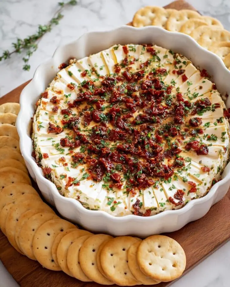 Marinated Cheddar and Cream Cheese Appetizer with Sun-Dried Tomatoes and Herbs Recipe