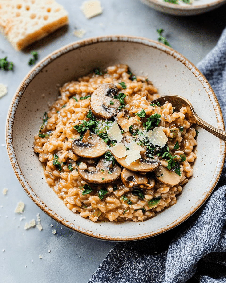 Easy Mushroom Farro Risotto