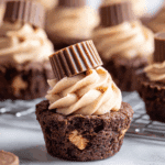 Peanut Butter Brownie Bites with Creamy Peanut Butter Frosting and Mini Reese’s Recipe