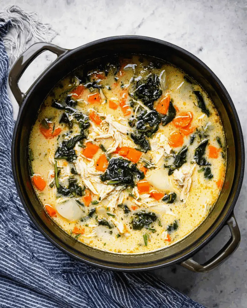 Creamy Chicken Potato Soup with Spinach Recipe