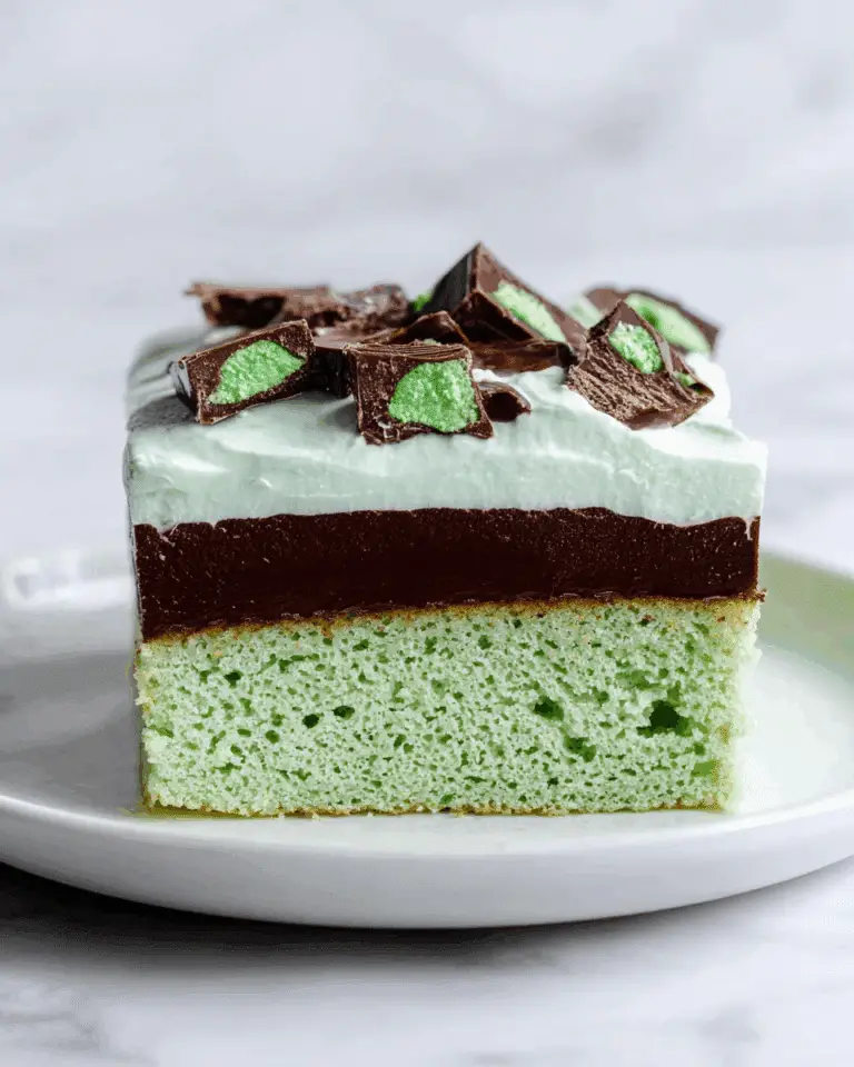 Grasshopper Cake with Mint Chocolate Layers and Fudge Topping Recipe