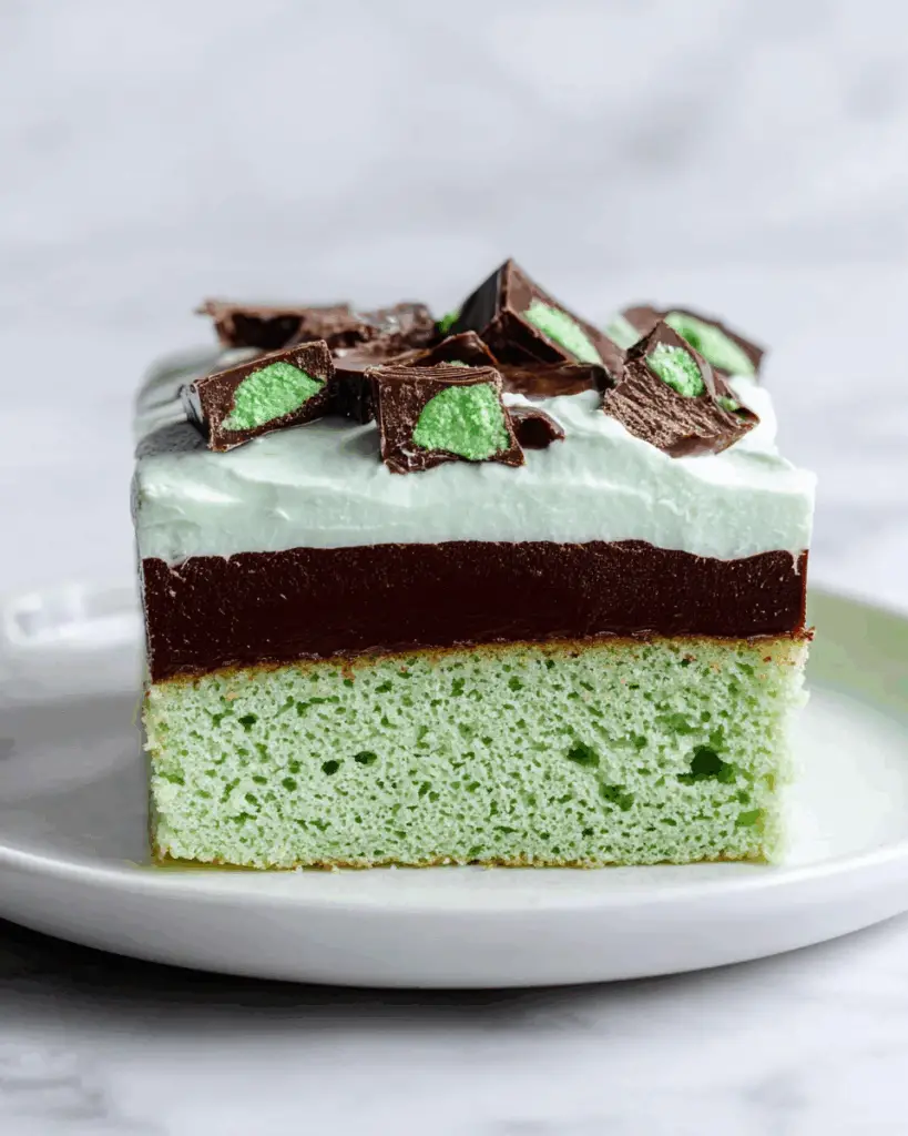 Grasshopper Cake with Mint Chocolate Layers and Fudge Topping Recipe