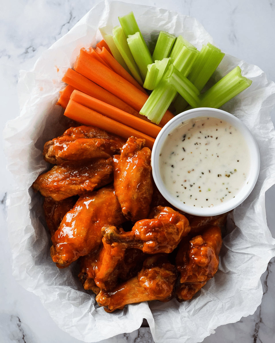 Crispy Oven Baked Chicken Wings with Buffalo Sauce Recipe