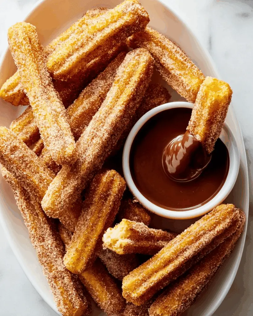 Cinnamon-Sugar Churros with Rich Chocolate Dipping Sauce Recipe
