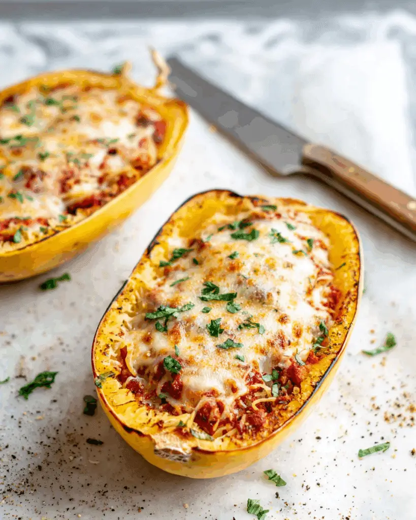 Spaghetti Squash Lasagna Boats Recipe