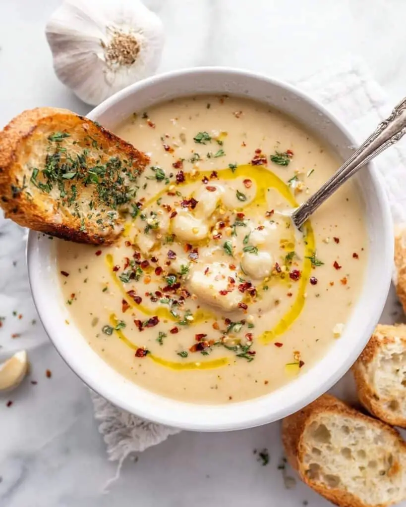 Vegan Garlic Chickpea Soup Recipe