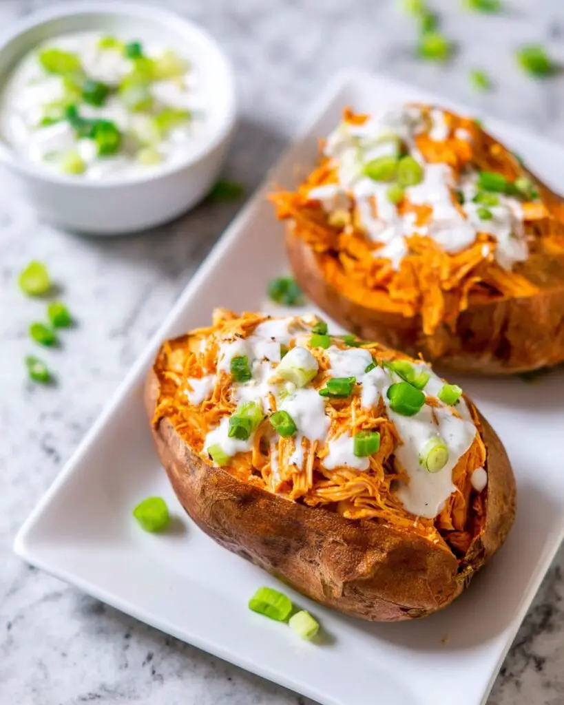Slow Cooker Buffalo Chicken Sweet Potatoes Recipe