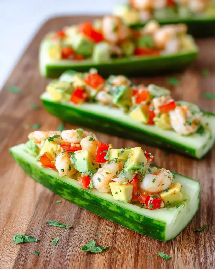 Shrimp and Avocado Stuffed Cucumber Boats Recipe