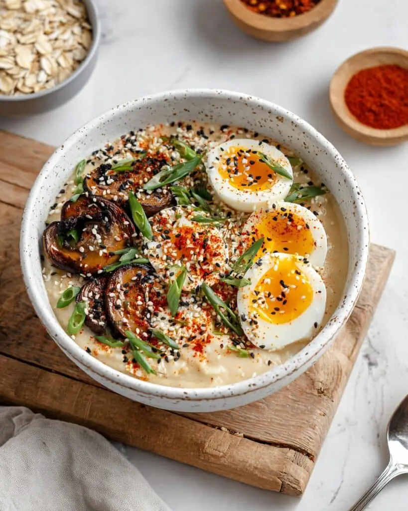 Savory Miso Oatmeal with Mushrooms and Jammy Egg Recipe
