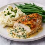 Spinach Stuffed Chicken Breast with Cream Cheese, Sun-Dried Tomatoes, and Three Cheeses Recipe