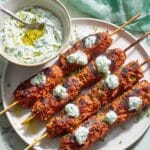 Chicken Kofta Kebabs with Harissa and Mint Yogurt Recipe