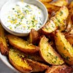 Greek Potato Wedges with Yogurt Sauce Recipe